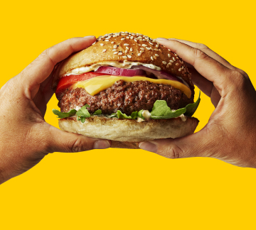burger on yellow background