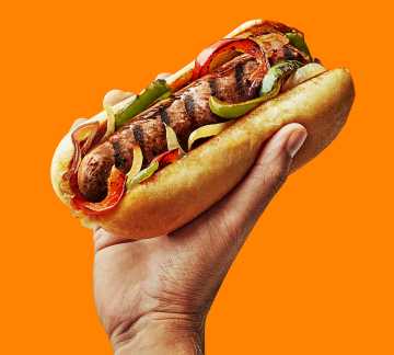 sausage on orange background